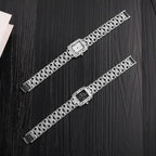 Luxury Sliver Metal Women Bracelet Wrist Watch Top Brand Fashion Crystal Quartz Watch Elegant Square Ladies Clock Reloj Mujer
