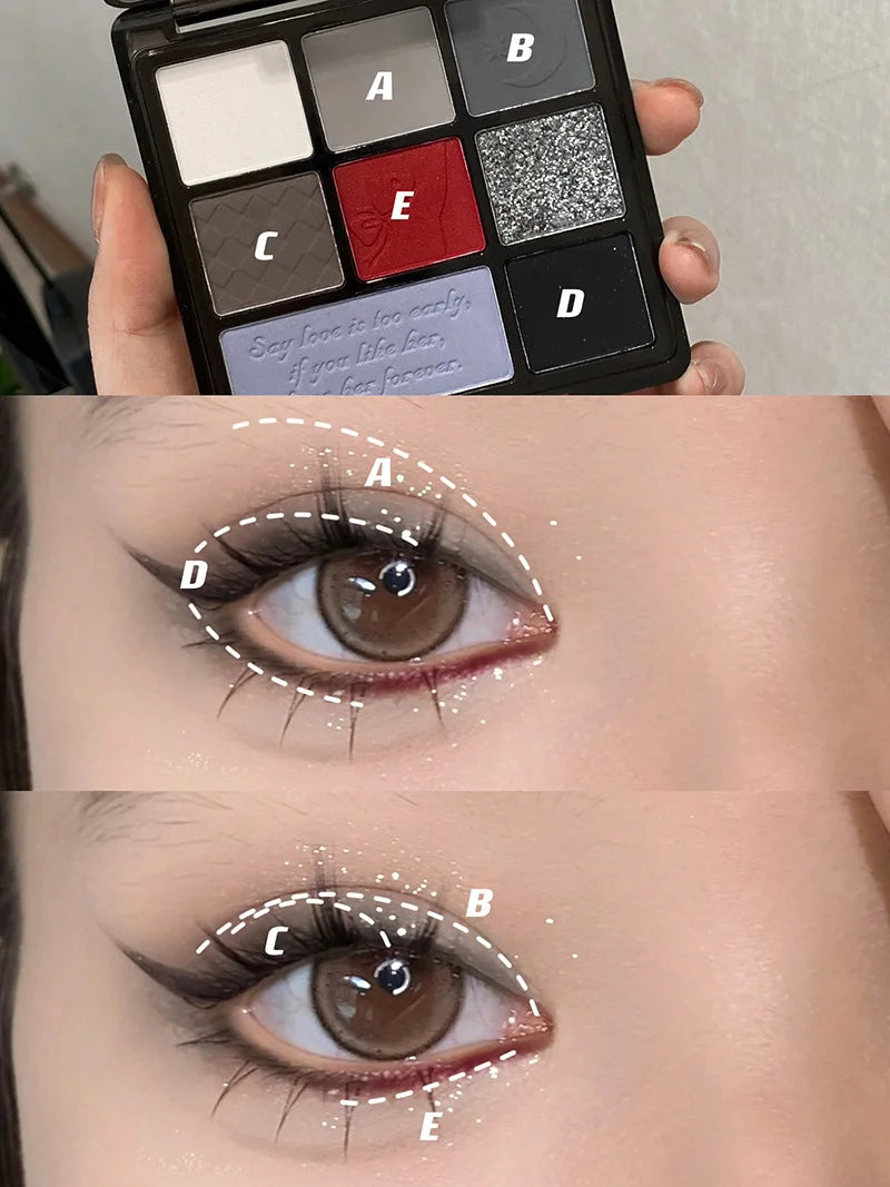 Cement Grey Black Eye Shadow Palette Makeup Eyes Glitter Contour Pigments Palette Pearly Shimmer Fashion Korean Shadow Makeup