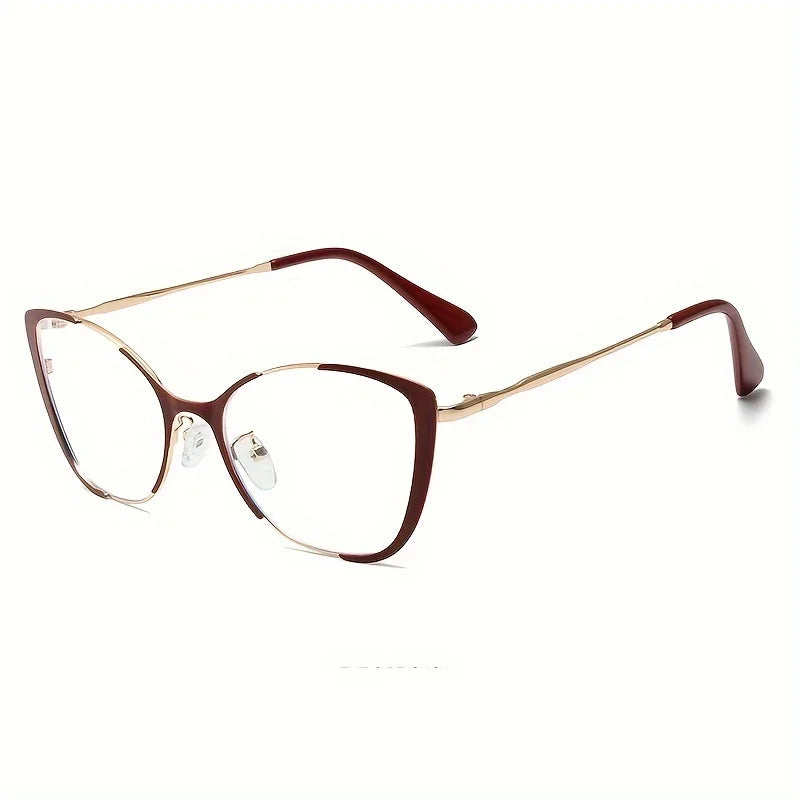 Cat Eye Color Block Frame Clear Lens Glasses Fashion Computer Glasses Optical Spectacles For Women