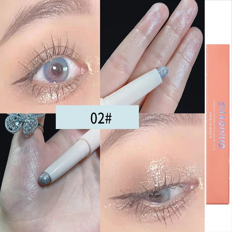 Diamond Glitter Eyeshadow Liner Pencil Face Makeup Highlighter Long lasting Matte Pink Silkworm Champagne Gold Eyeliner Pen