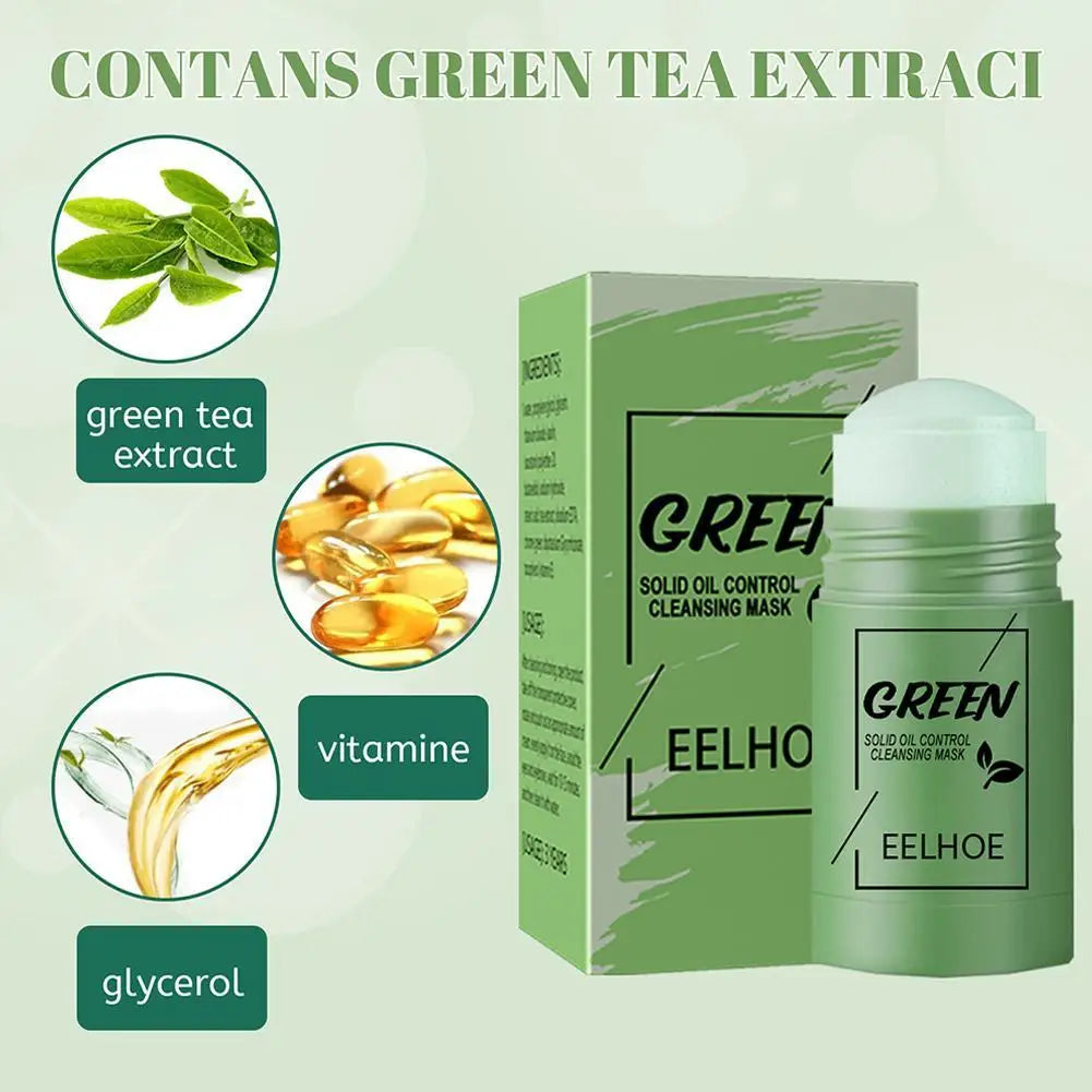 Face Clean Mask Green Tea Cleansing Stick Mask Shrink Pores Deep Blackhead Remover Facial Cleansing Moisturizing Mask Skin Care