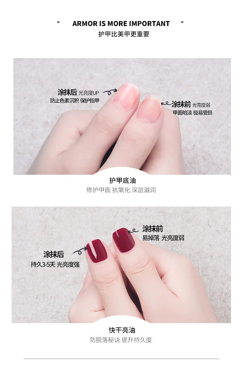 Nail Polish Without Baking Lamp White Fine Glitter Non-baking Non-peel Transparent Shiny Oil Base Coat Nude Nail Polish