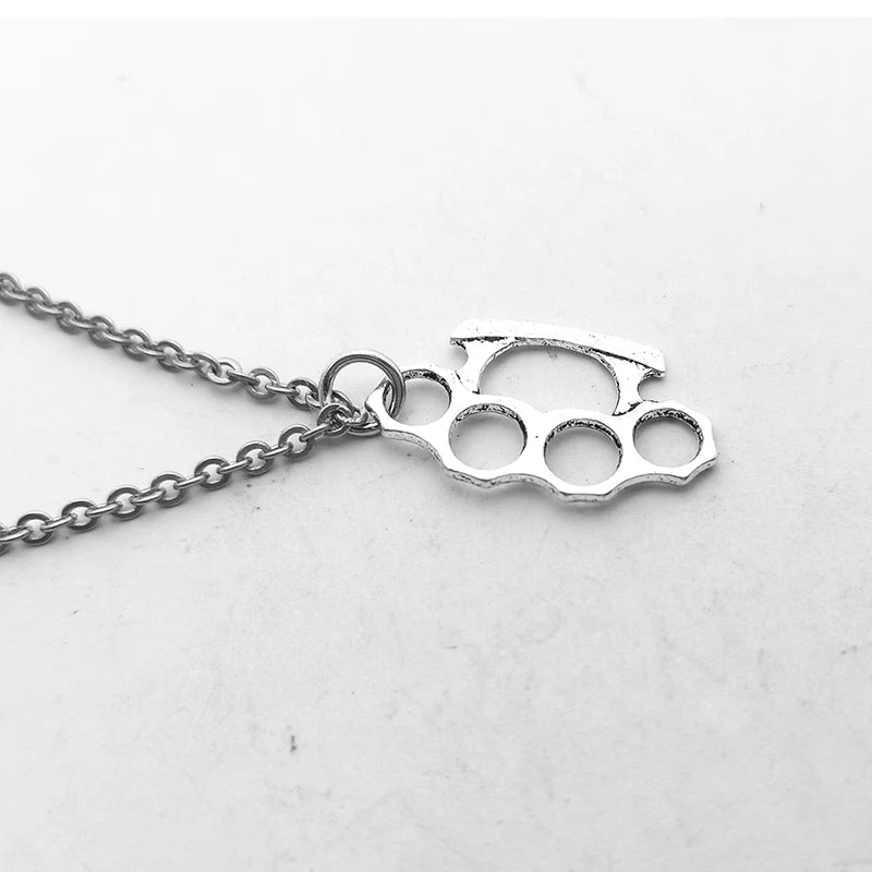 Brass Knuckles Pendant Necklace for men Men Neck Chain Vintage Summer Gothic Goth Jewelry Trend 2022 Accessories Holiday Gifts