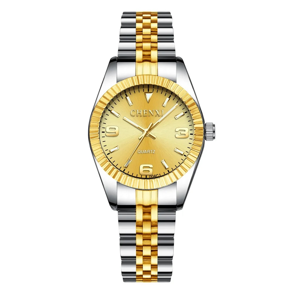CHENXI Brand Top Luxury  Ladies Golden Watch for Women Clock Female Women's Dress Rhinestone Quartz Waterproof Wristwatches