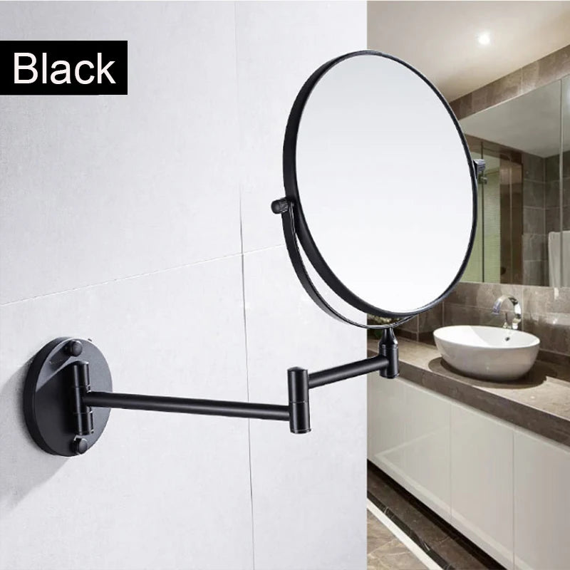 Space-Saving Wall-Mounted Makeup Mirror, 3X/1X Dual-Sided Rotating Mirror with Aluminum Frame, Foldable Design for Bathroom