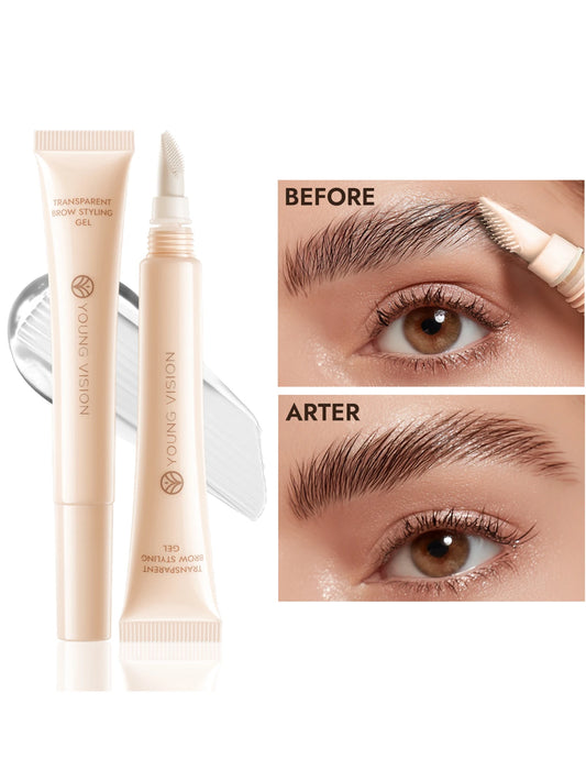 Clear Eyebrow Gel – Lightweight, non-flaky formula with micro comb applicator for even coverage, natural texture, and perfect br