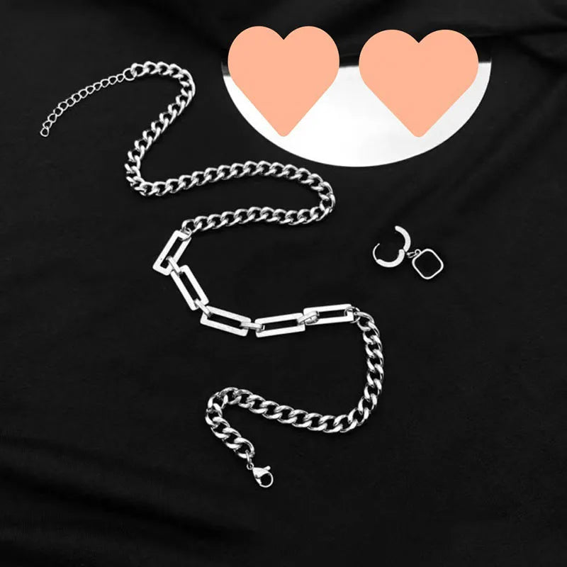 Stainless Steel Chains Rivet Choker Necklace for Men Hiphop Punk Neck Jewelry Short Collar Chain With Pendant Gothic Accessories