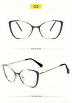 Cat Eye Color Block Frame Clear Lens Glasses Fashion Computer Glasses Optical Spectacles For Women