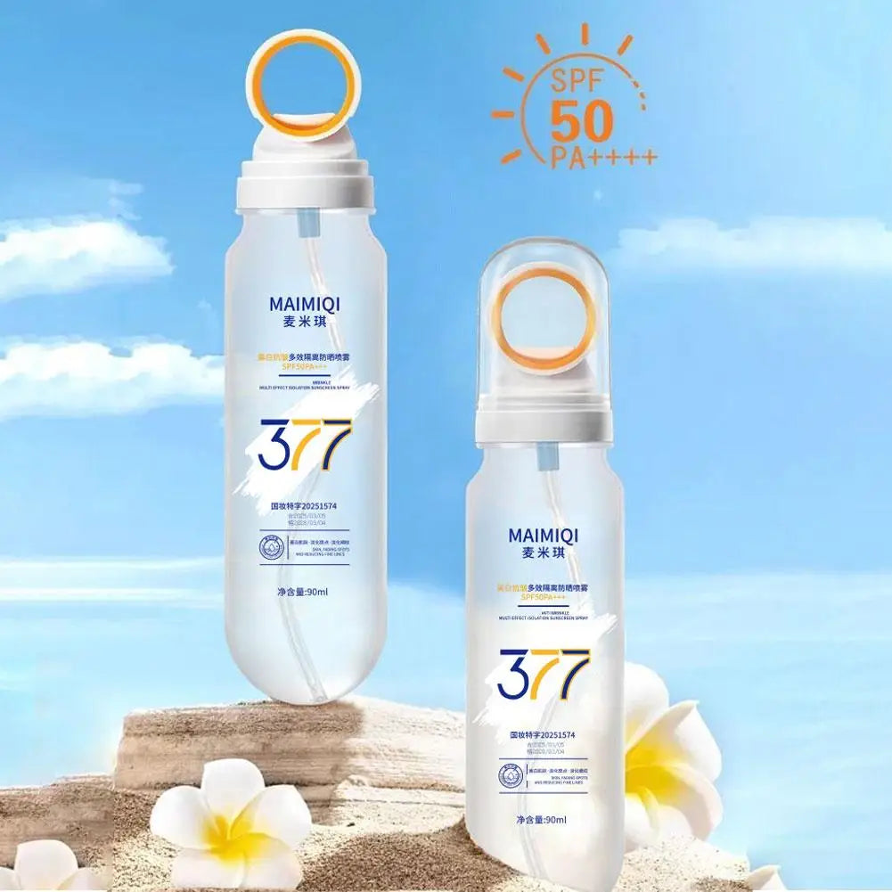 90ML 377 Sunscreen Spray SPF50+ Anti-aging Anti Wrinkle Moisturizing Whitening Sunscreen Spray Facial Body Neck Skin Care Spray