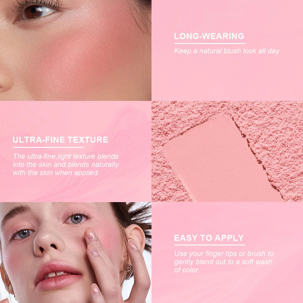 USHAS Blush Plate, 2-Color Optional, Long-lasting Waterproof, Silky and Delicate, Natural Makeup Effect, 3-in-1 Multi-Purpose