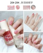 Nail Polish Without Baking Lamp White Fine Glitter Non-baking Non-peel Transparent Shiny Oil Base Coat Nude Nail Polish