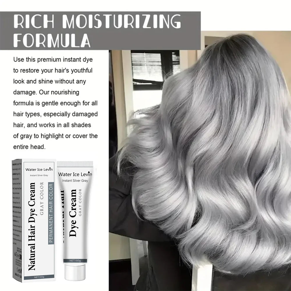100g Grey Hair Dye Cream Unisex Smoky Punk Style Styling No Damage Quick Coloring Long-Lasting Professional Hairs Dyeing Creams