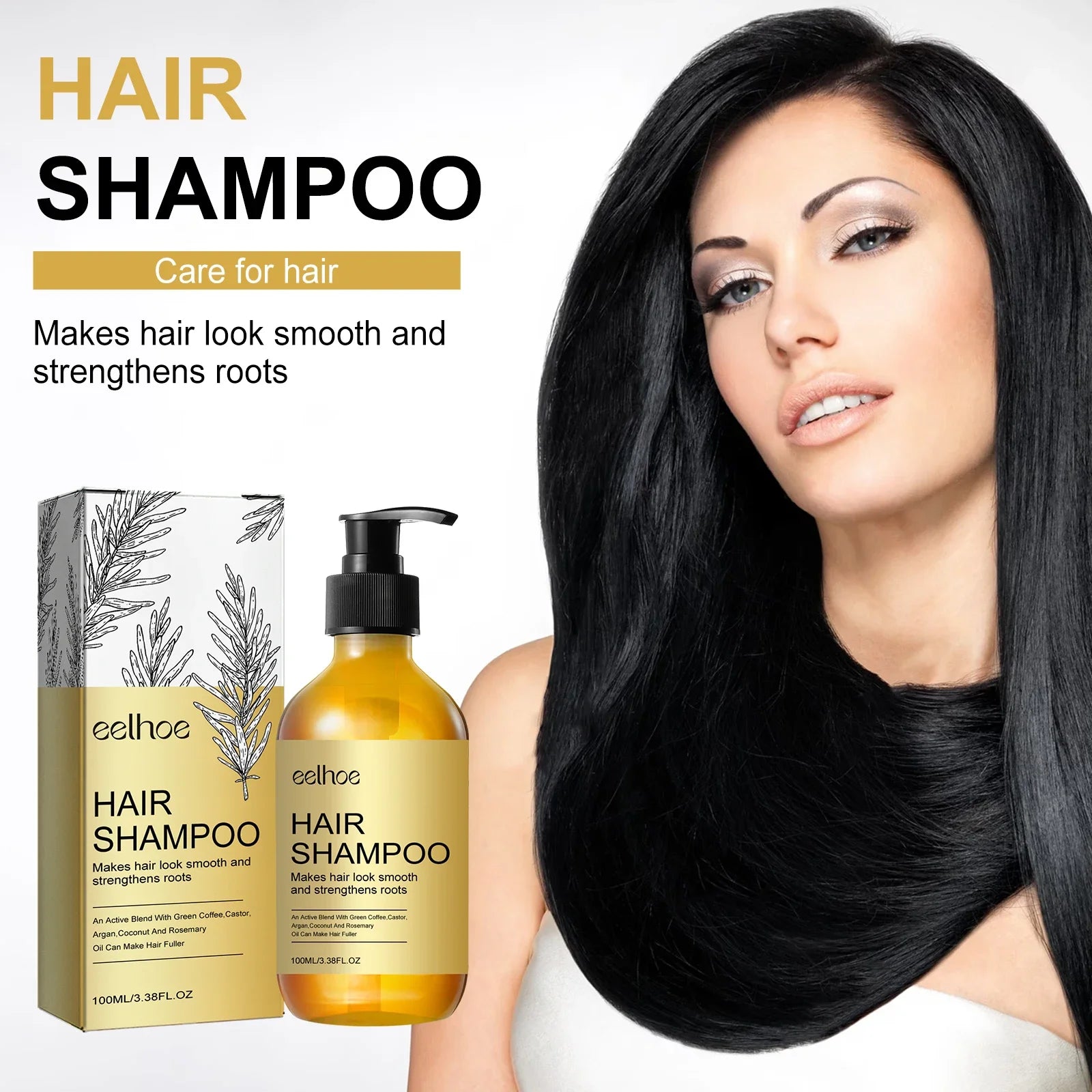 EELHOE Rosemary Shampoo Nourishing Hair Strengthening Shampoo Anti Frizz Smooth Hair Shampoo Oil Control Hair Care Product 100ml