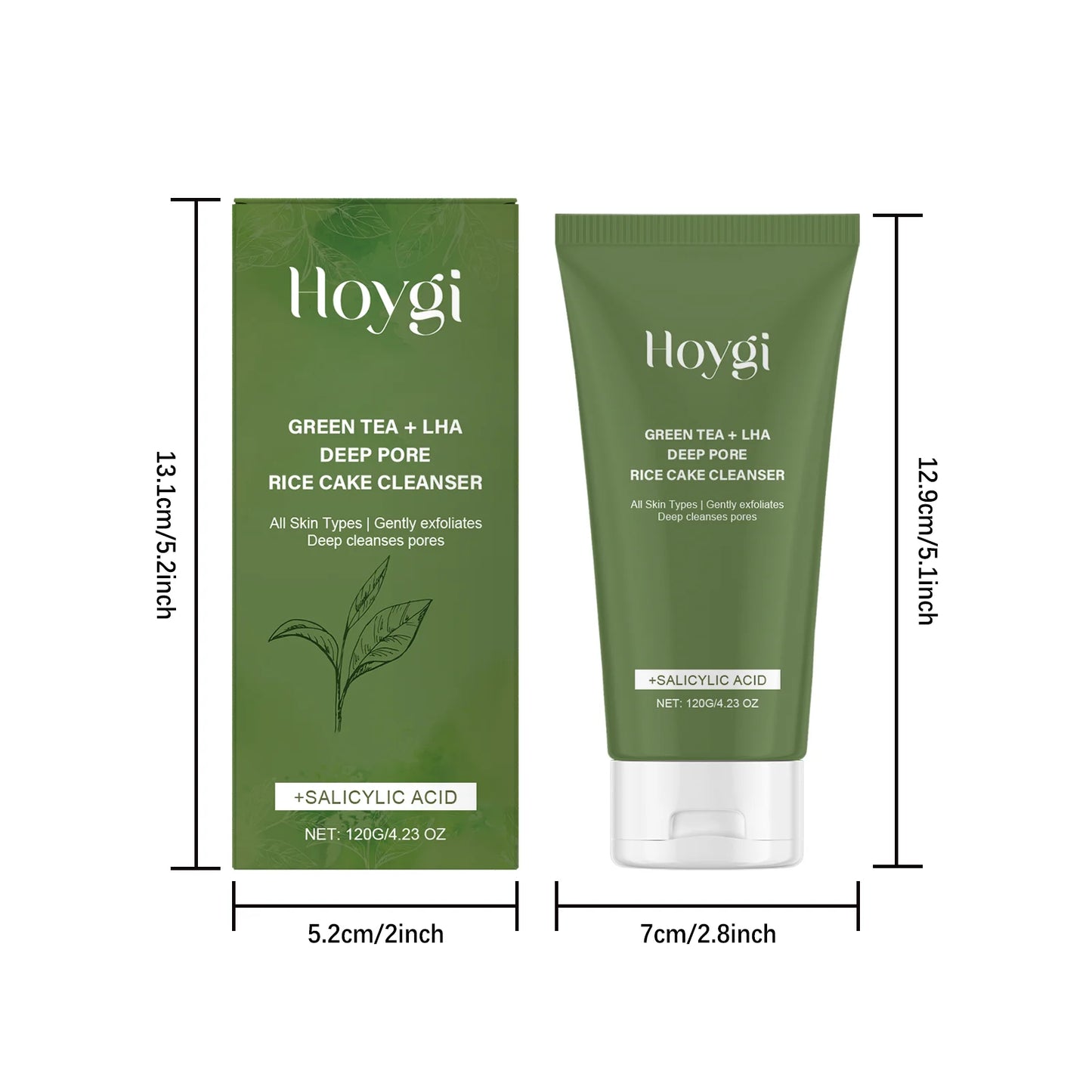 Green Tea Salicylic Acid Facial Cleanser Cleansing Pore Refining Hydrating Blackhead Removal Oil Control Non-Drying Face Wash