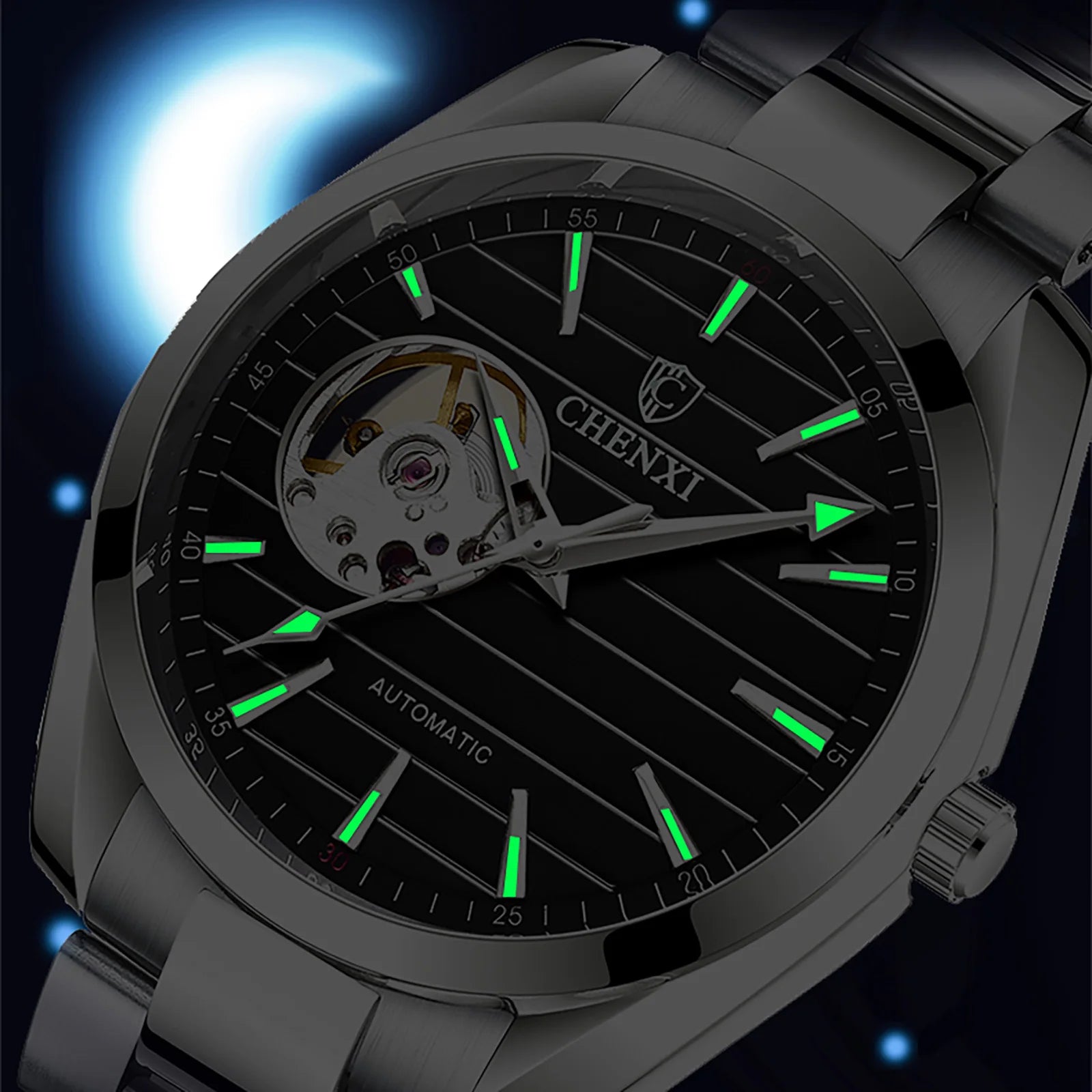 Luxury Fashion Mechanical Automatic Wristwatches For Men High Quality Stainless Steel Waterproof Luminous Mens Watch