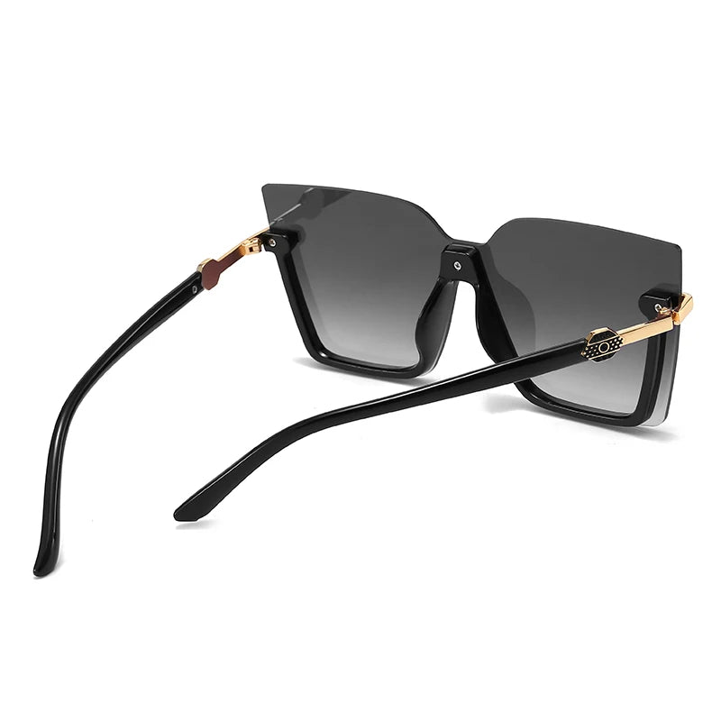 Women  Sun Glasses Streetwear Large Frame Eyewear GogglesHollow Out Square One-piece Sunglasses Women MenGlasses