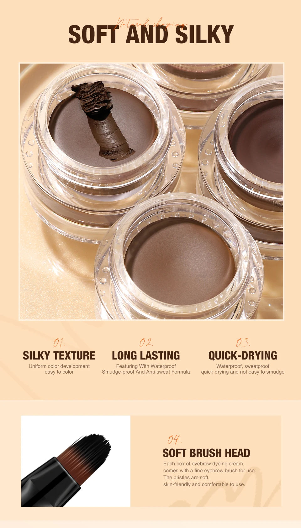 O.TWO.O Eyebrow Pomade Brow Natural Waterproof Creamy Texture Highly Tint Eyebrow Gel Double Use For Eyeliner Beauty Makeup