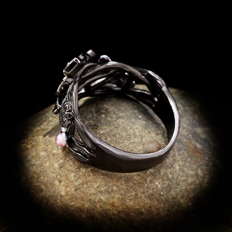 Romantic Gift Rings for Women Exquisite Women's Jewelry Pink Flower Elegant Attend Banquet Wedding Gift anillosa mujer