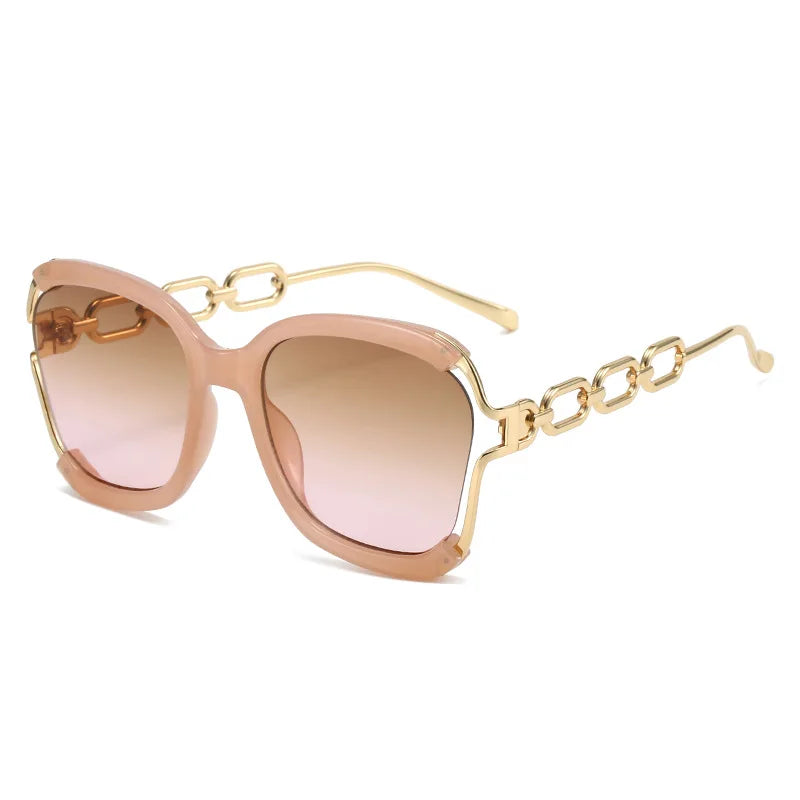 Luxury Square Sunglasses  Women UV400 Retro Brand Chain Metal Frame Shades Summer Sun Glasses for Female