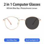 Photochromic Sun Glasses Women Blue Light Glasses 2 In 1 Sun Glasses UV400 Sunglasses for Women