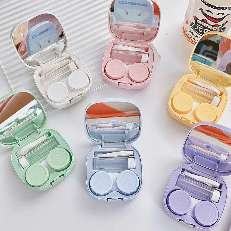 hello kitty color contact lenses Kuromi Sanrio contact  cute kawaii eye contacts care box INS portable box with mirror anime