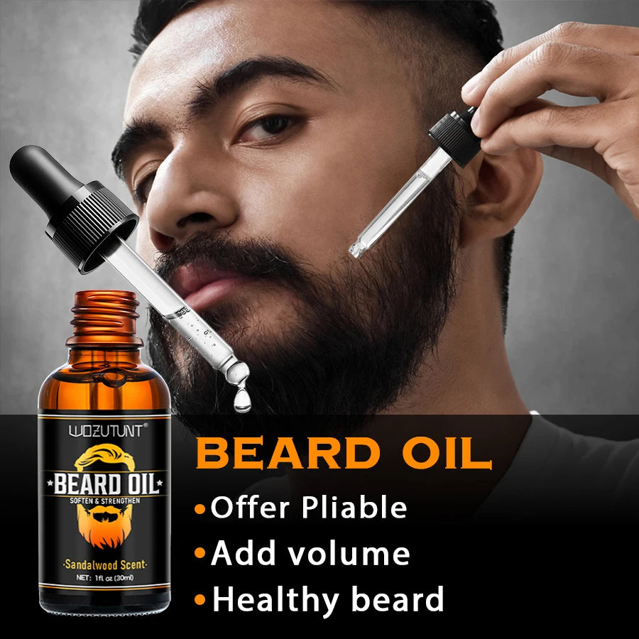 Facial Hair Care Product for Men Moustache Moisturize Grooming Spray Beard Wash Whisker Nourish Oil Softening Styling Beard Balm