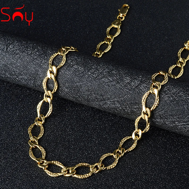 Sunny Jewelry Women Men's Necklace Gold Plated Fashion Basic Punk Cuban Link Chain Long Necklace Neck Jewellery Accessories Gift