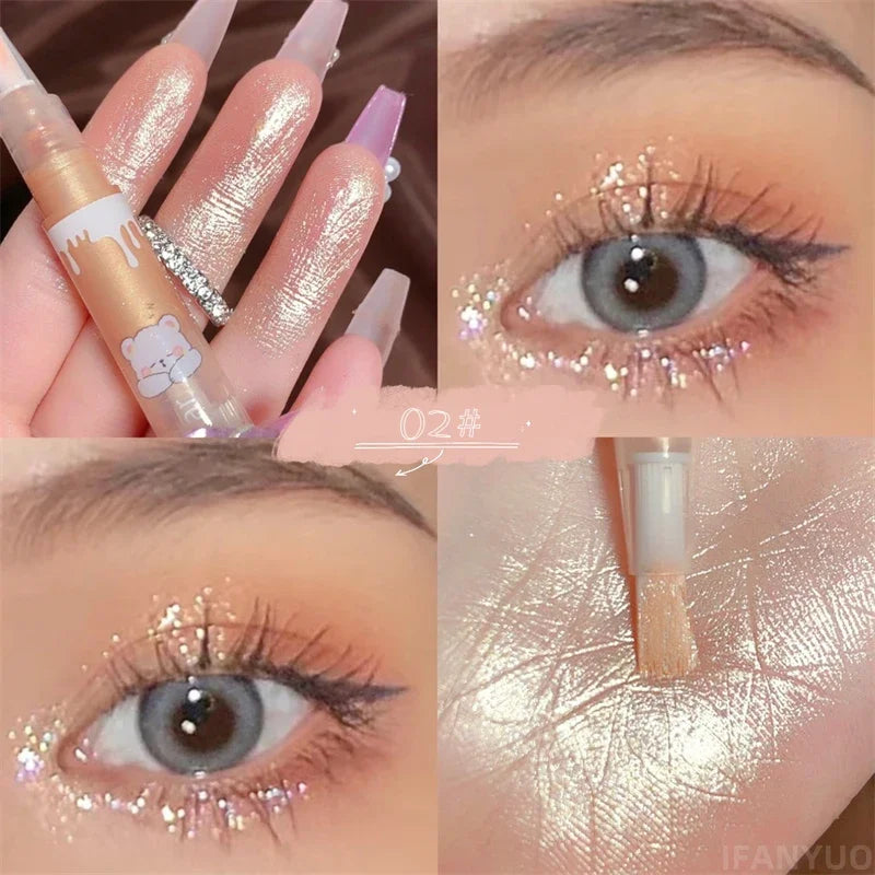 Waterproof Shiny Diamond Highlight Pen Eye Makeup Highlighter Long Lasting Pearl White Brighten Silkworm Shadow Liquid Highlight