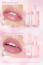 Pearlescent Pink Glitter Lip Oil Lustrous Color Changing Lip Gloss Moisturizing Makeup Lip Balm Mirror Glass Lip Glaze Cosmetics