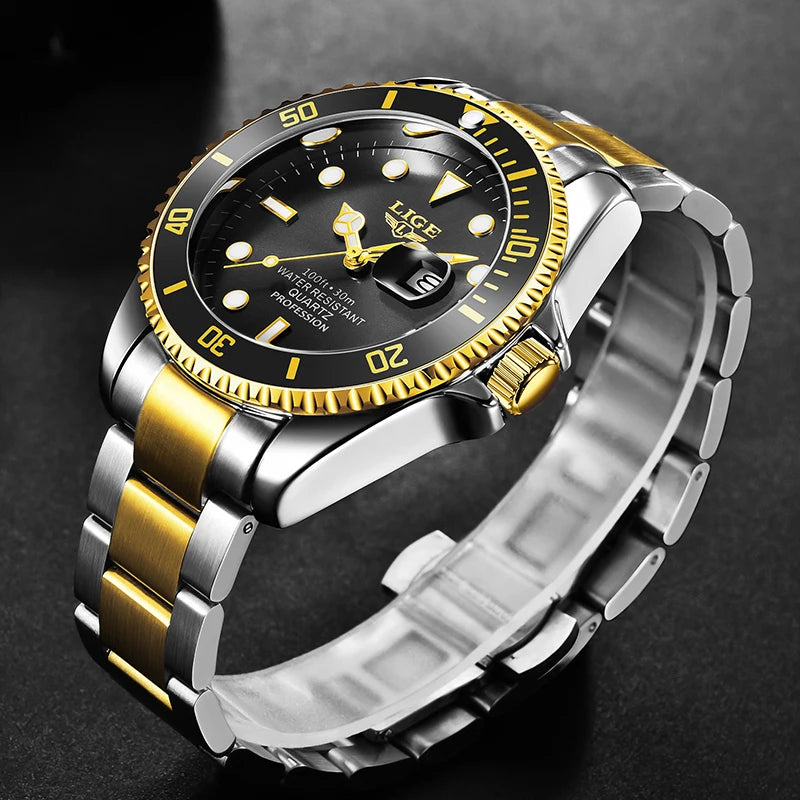 LIGE Men Watch Fashion Business Watch Men Top Brand Luxury Waterproof Luminous Quartz Wristwatches For Men Relogios Masculino