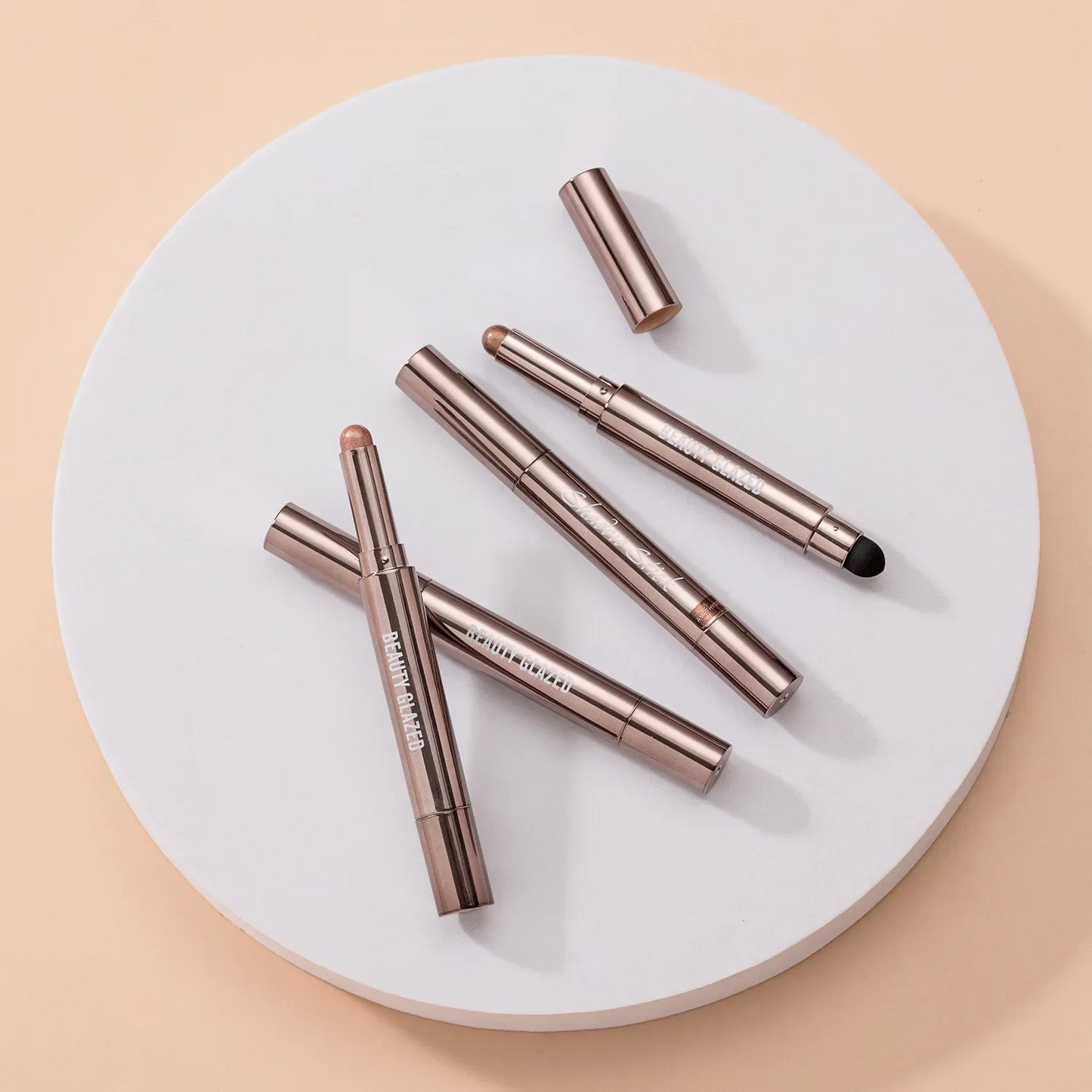 10 Color Double Ended Eye Shadow Stick With Sponge Brush Pearlescent Lasting Eyeshadow Pen Contouring Portable Makeup Cosmetics