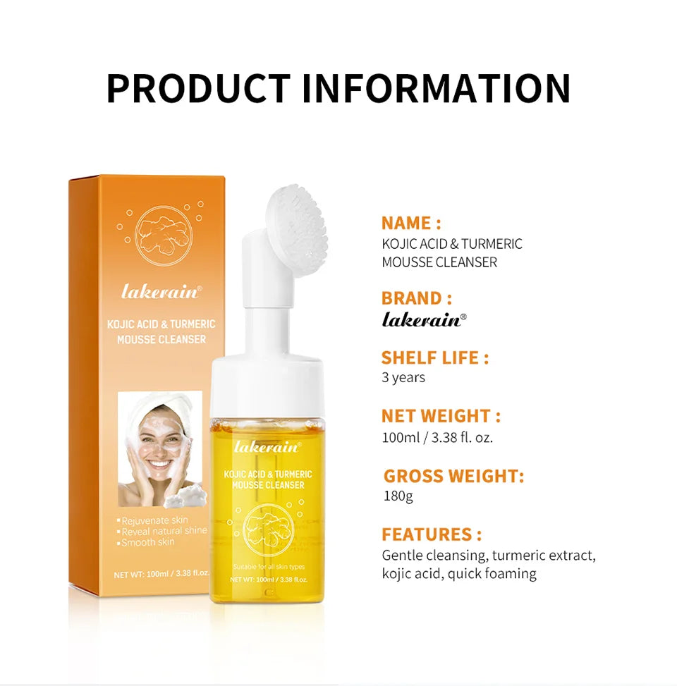 Turmeric Cleansing Mousse Exfoliating Hydrating Mild Non-Irritating Cleansing Moisturizing Soothing Foaming Facial Wash