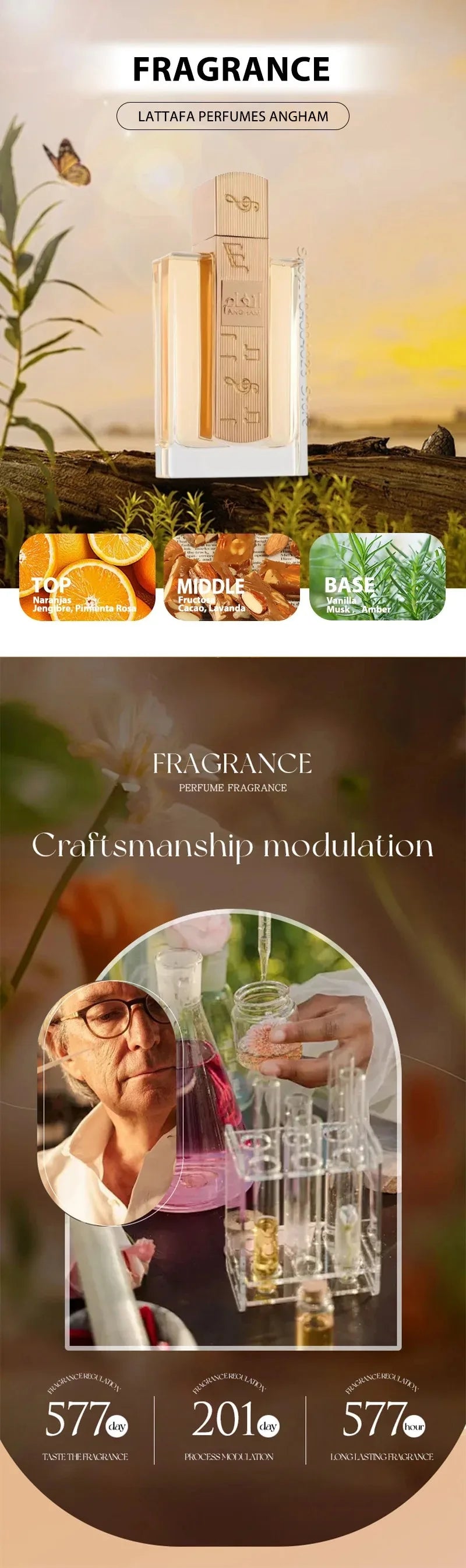 Lattafa Angham Eau de Parfum 100ml Fresh And Lasting Floral Scent-Original Arabic Perfume Long-Lasting Fragrance for Unisex