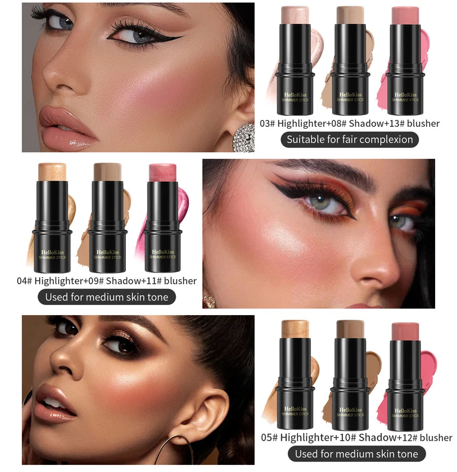 Highlighting Bronzer Stick Face Brightening Blusher Rouge Concealer Long Lasting Corrector 3D Nose Shadow Contouring Cosmetics
