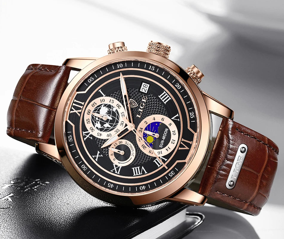 LIGE Top Brand Luxury Watch for Men Business Casual Men's Watches Wristwatch Man Quartz Chronograph Waterproof Watches Clock New