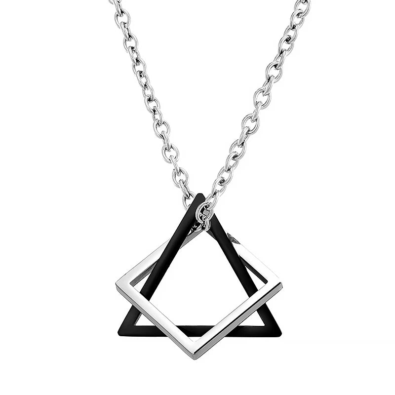Mens Jewellery New Vintage Rectangle Pendant Necklace Men Width 3mm Stainless Steel Handmade Chain Necklace for Men Jewelry Gift