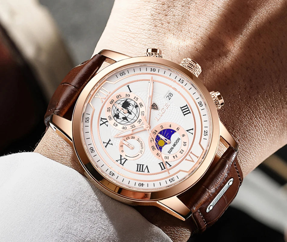 LIGE Top Brand Luxury Watch for Men Business Casual Men's Watches Wristwatch Man Quartz Chronograph Waterproof Watches Clock New