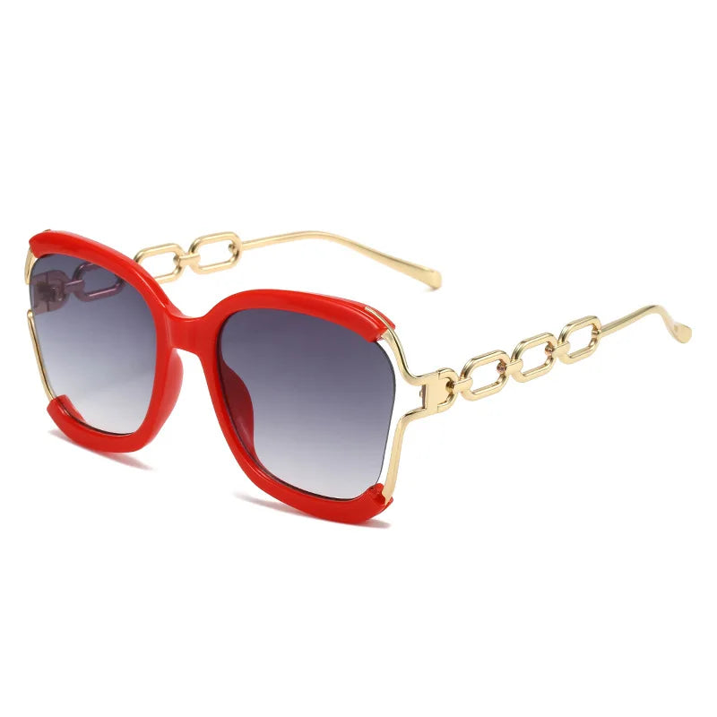 Luxury Square Sunglasses  Women UV400 Retro Brand Chain Metal Frame Shades Summer Sun Glasses for Female