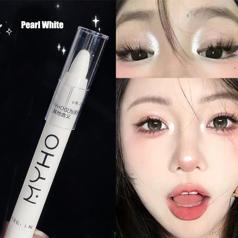 1pc Shimmering Highlight Stick, Glitter White Eyeshadow Pencil for Bright Eyes, Dazzling Effect Makeup Highlighter Pencil, Bronzer type