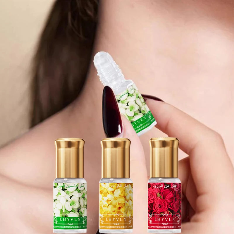 3ml Arabian Floral Perfume Natural Jasmine Rose Osmanthus Scent Eau De Toilette Unisex Fresh Longlasting Portable Roller Perfume