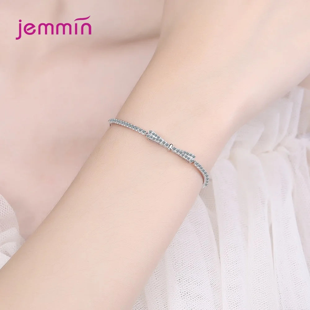 Luxury 925 Sterling Silver Crystal Bracelets For Women Girls Trend Fashion Jewelry Valentines Day Gift Wholesale