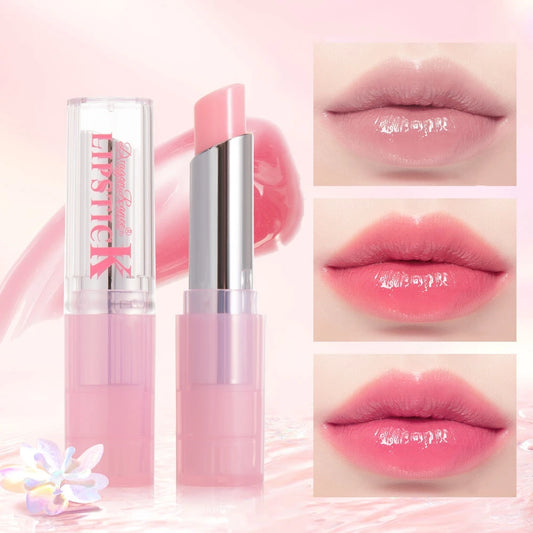 Color Lip Balm Moisturizing Glossy Waterproof Long-Lasting Pink Lip Balm with Shiny Effect Suitable for All Skin Type Soothing a