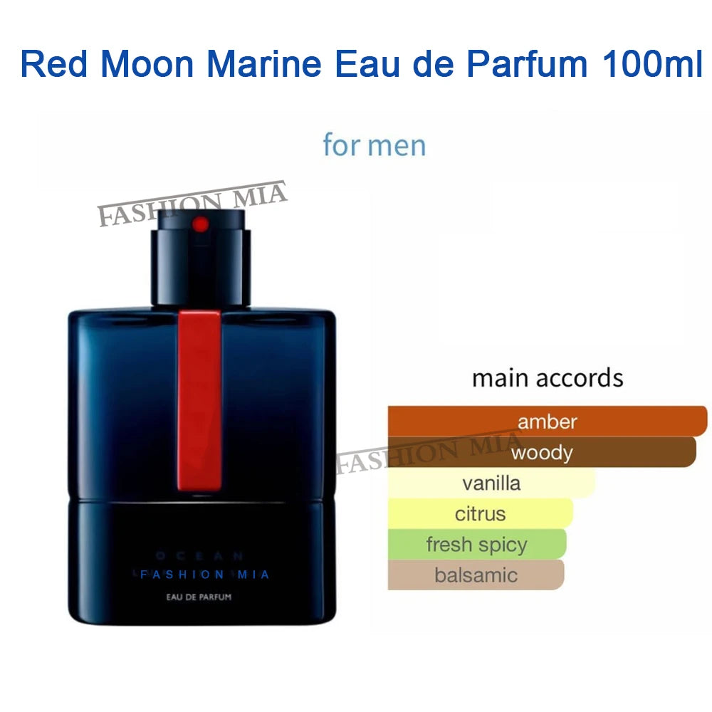 100ml Red Moon Marine Eau de Toilette Lasting Colognes Woody Men Perfume Attractive Women Glamour Dating Body Spray Perfume Gift