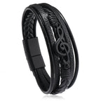 Pulsera Hombre Bracelets For Men New Retro Creative Music Symbol Simple Leather Multi-layer Bracelets Magnetic Buckle Jewelry
