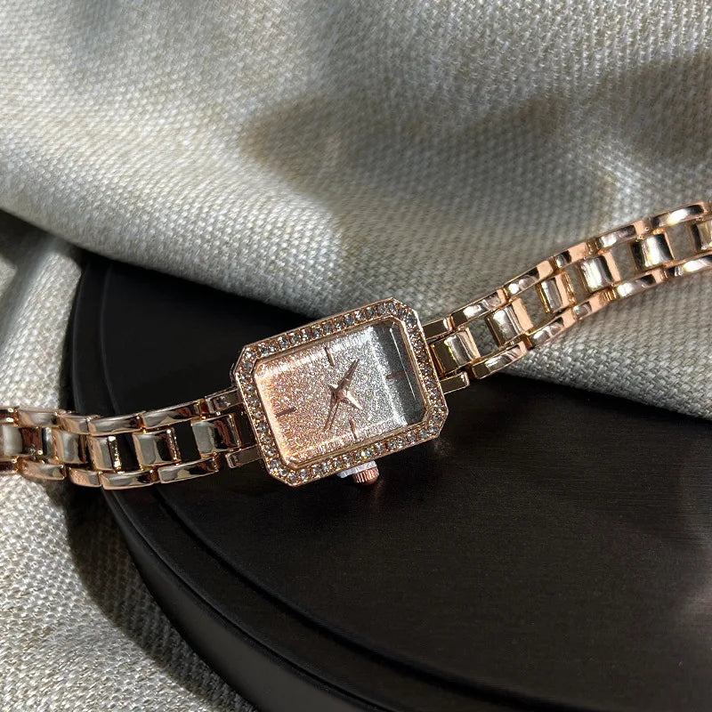 Luxury Crystal Elegant Watches For Women Gold Bracelet Jewelry Quartz Wristwatch New Fashion Retro Original Ladies Watch