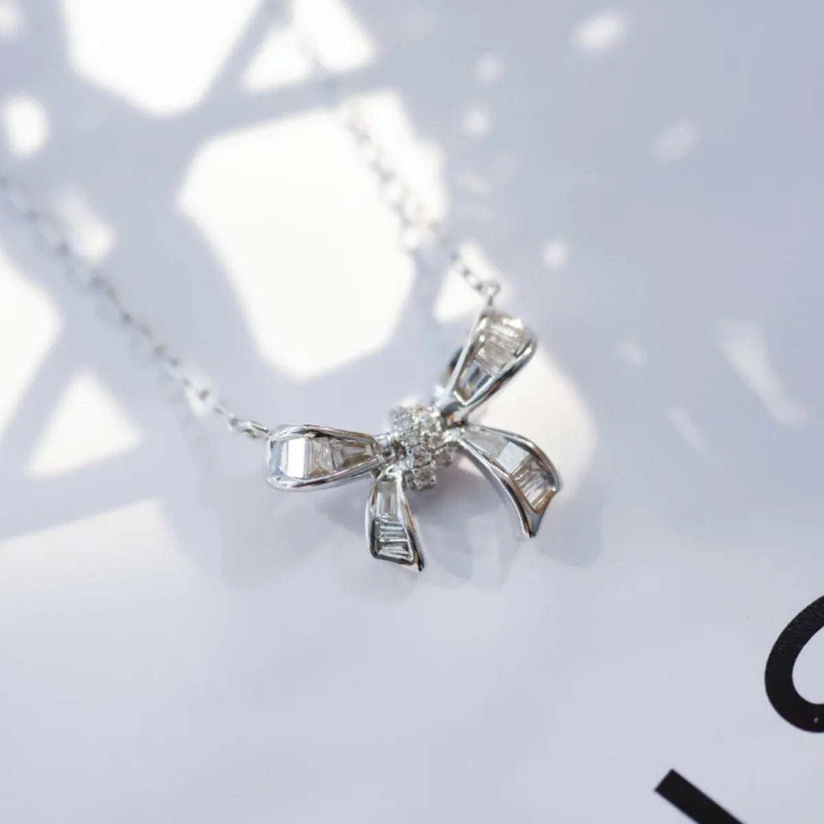 S925 Sterling Silver Women's Necklace Cute Bow Zirconia Pendant Necklace French Jewellery for Daily Wear Holiday Party Gifts