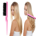 8Pcs Hair Brushes Set with Teasing Bristle Brush, Edge Control Brush, and 2Pcs Metal Pin Rat Tail Combs for Women's Hair Styling