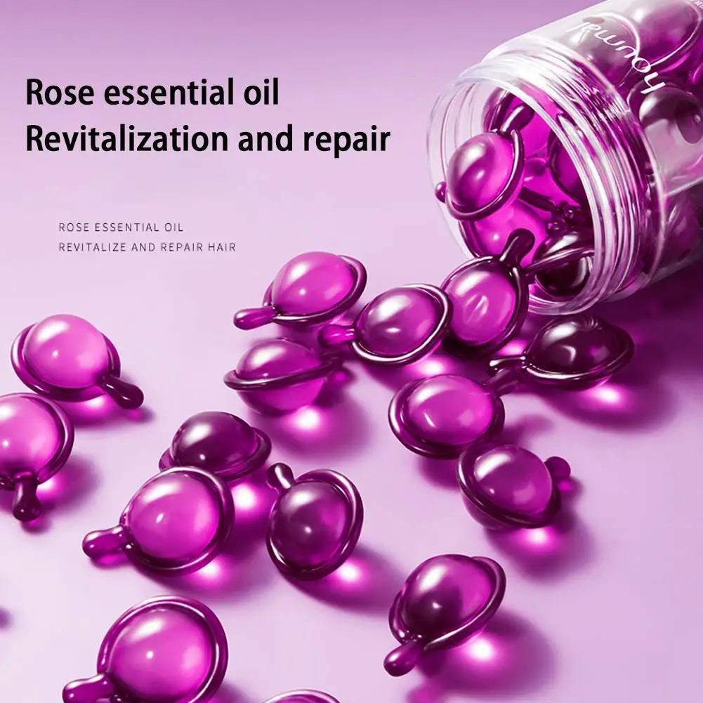 Hair Styling Serum Frizzy Dry Hair Rose Essence Oil Capsules Leave-in Anti Frizz Conditioner Repair Hair Care