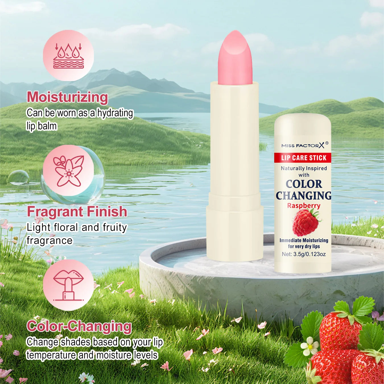 4-pack moisturizing and color changing lipstick - moisturizing lips, natural luster, and hue suitable for all skin tones