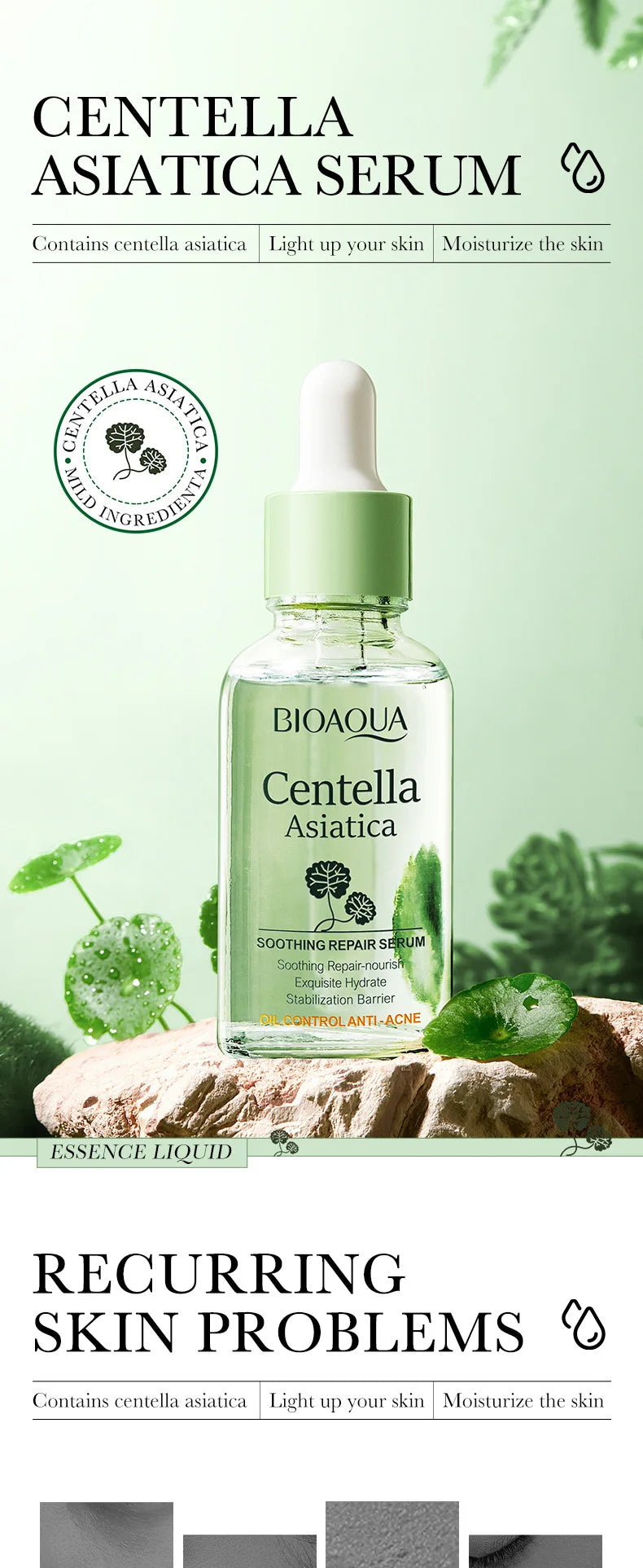 BIOAQUA Centella Face Serum skincare Face Essence Moisturizing Hydrating Firming Repairing Facial Liquid Serum Skin Care